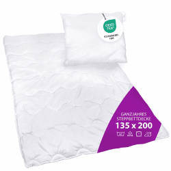 Premium Steppbettdecke & Kopfkissen Set | Ganzjahresdecke | Allergikerfreundlich