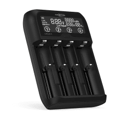 🔋 ANSMANN Akku Ladegerät für 1-2 NiMH Akkus AAA AA Baby C oder 4 Li-Ion 3,6V/3,7V / LiFePO4 (3,2V) 26650, 22650, 18650, 18500, 17670, 16340, 14500