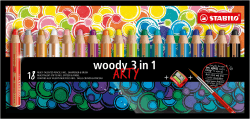 STABILO - Buntstift, Wasserfarbe & Wachsmalkreide - woody 3 in 1 - ARTY - 18er Pack 🎨🌈