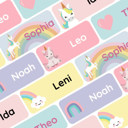 Klebekerlchen® Namensaufkleber für Kinder (60 Stück) 🦄