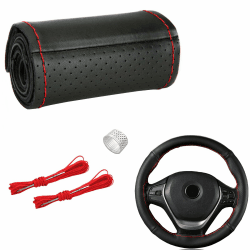 🚗 Handgenähter Echtleder-Lenkradbezug für DIY-Auto-Lenkräder 🧵