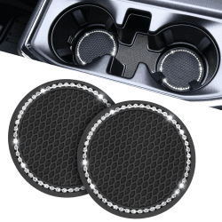 🚗 JOYTUTUS Auto Getränkehalter Untersetzer - 2 Stück Schwarz/Glitz 🌟
