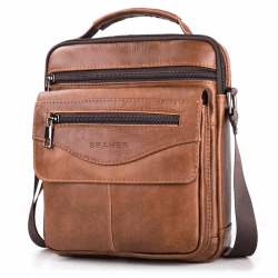 Umhängetasche Leder Herren - Braun 🎁 Hochwertige Handgelenktasche für Männer