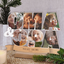 Personalisiertes Oma und Opa Holzbild - Foto Geschenk mit Sockel 🌟🎁