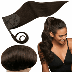 RUNATURE Ponytail Extension Echthaar Braun 30cm 70g #2