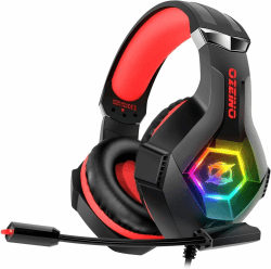 Ozeino Wired Gaming Headset für Ps4 Ps5 PC mit RGB Licht und Stereo Surround, Rosa 🎮🎧