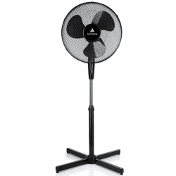 🌀🌬️ TRESKO AERSON Standventilator 40cm | Ventilator höhenverstellbar bis 120cm | hoher Luftdurchsatz und sehr leise | Windmaschine mit 3 Geschwindigkeitsstufen | Oszillationsfunktion ca. 80° (Schwarz) 🌀🌬️