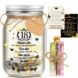 Johiux Geschenke zum 18. Geburtstag Mädchen Junge LED Flaschenlicht Geldgeschenke Geburtstag 18