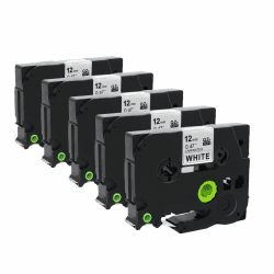 🏷️ (5er Pack) Kompatibel mit Brother TZ231 TZe231 für Brother TZe-231 TZ-231 Tze 12 mm 0,47 laminiertes weißes Tze Etikettenband