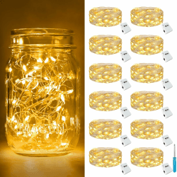 🎉 btfarm 12 Stück/3 Modi LED Lichterkette Batterie Klein, 2M 20LED Lichterkette mit Batterie 🌟