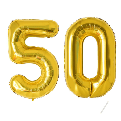 Gold Folienballon 50 Jahre | 🎈 40"-101cm 50 Geburtstagsdeko - 50 Ballon Zahl Deko