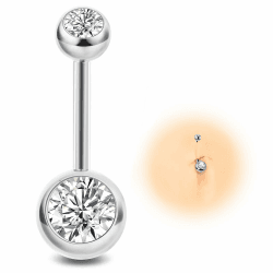 ESHIONER G23 Titan Bauchnabelpiercing Gold Silber Bauchpiercing 14G 10MM 12MM Stablänge Belly Piercing Kurzer Stab Langer Stab