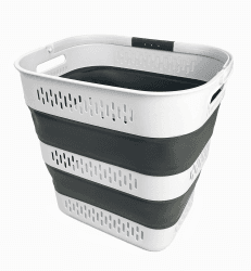 🧺🌟 SAMMART 40L Zusammenklappbarer Wäschekorb - Weiß/Stahlgrau 🌟🧺