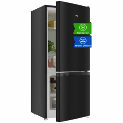 CHiQ Freistehender Kühlschrank mit Gefrierfach 🌟 Kühl-Gefrierkombination 114cm | Dunkler Edelstahl Look