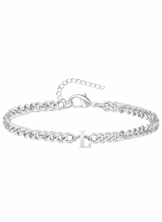 TOLOWOBK Armband Herren mit Buchstaben, Silber Edelstahl Panzerkette Armband Männer A-Z Buchstabe Personalisiertes Armbänder für Herren 🎁
