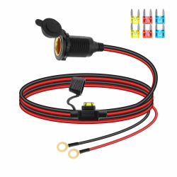 RIIEYOCA 12V/24V Zigarettenanzünder-Buchsen-Verlängerungskabel, Auto-Zigarettenanzünder-Buchse mit festem Gewinde auf O-Ring-Terminal-Kabel