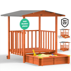 Sandkasten Merle Sonnendach 143x130x130cm Veranda 95x95x20cm UV-Schutz 🏖️