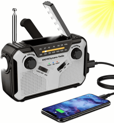 📻 Solar Radio, AM/FM Tragbar Kurbelradio Dynamo Notfallradio mit 4000mAh Wiederaufladbare Batterie, Led Taschenlampe, SOS-Alarm