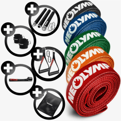 NEOLYMP Lange Fitnessbänder Stoff mit Fitness Zubehör 🏋️‍♂️ - waschbare Resistance Bands, Widerstandsbänder, Gymnastikband