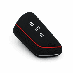 🔑 Schlüssel Hülle VF für 3 Tasten Auto Schlüssel Silikon Cover Schlüsselhülle Etui Schutzhülle (.Schwarz Rot) 🔑