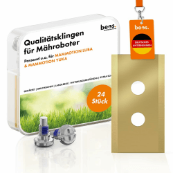 🌿 BEOS 24 x Premium Titan Ersatzmesser + Schrauben mit Sicherung - Mähroboter Klinge Set