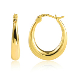 KISSPAT Ovale Creolen Ohrring für Damen - Hypoallergene 925er Silber Gold Ohrringe 😍