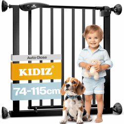 KIDIZ® Türschutzgitter Absperrgitter Treppengitter Kindergitter | Gitter Haustier | ohne Bohren | beidseitig schwenkbar, Schwarz
