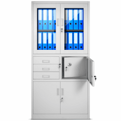 🔒 Jan Nowak Aktenschrank mit Tresor 185 cm x 90 cm x 40 cm (Grau) 🔒