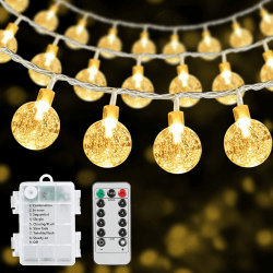 RJEDL Lichterkette Außen Batteriebetrieben, 12M 100LED Kugel Lichterkette 🟡🌟