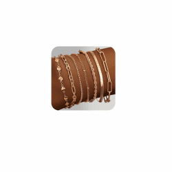 Adramata 7Pcs Armband Damen Edelstahl Ketten Armbänder Set 14K Vergoldet Armbänder Twist Schlange Armkette Damen CZ Verstellbar Armband Set