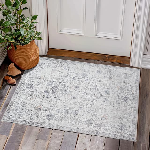 🌺🌿 TOPICK Fußmatte 60x90cm Grau Kurzflor Türmatte Vintage 🌸🌼
