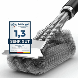 🔥 Grillbürste aus Edelstahl mit Schaber und dichten Borsten - Effiziente Reinigung für alle Grills 🔥