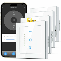 WLAN Rollladenschalter [6.1Gen] | Smart LED Jalousien Schalter mit Timer | 4 Stück | Weiß