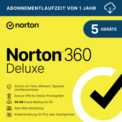 Norton 360 Deluxe 2025 🛡️ | 5 Geräte | 1 Jahr | Aktivierungscode per Email