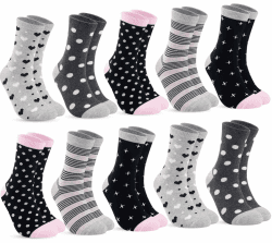 Angebot: 10 Paar Damensocken - Bunte Ringelsocken mit Streifen und Punkten 🧦🌈