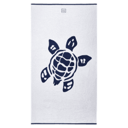 XXL Strandhandtuch Turtle - 100% Baumwolle, Weiß, Blau 🐢🌊