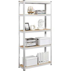 🔥 Yaheetech Lagerregal Schwerlastregal mit verstellbaren MDF-Böden 90x30x180cm/silbern 🛠️🏡