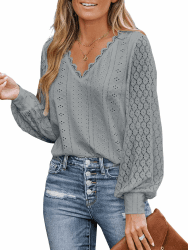 CUPSHE Damen Blusen mit V Ausschnitt und Spitzenärmel 😍👚