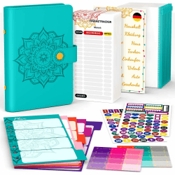 Budget Planner Deutsch A6, Finanzplaner, Haushaltsbuch zum Eintragen, Sparbuch für Geld, BudgetPlaner, Geldsparmappe, Budget Binder, Geld Organizer, Personal Organizer (türkis) 📊💰📒