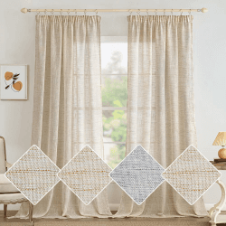 MIULEE Leinen Gardinen Vorhänge mit Kräuselband - 2er Set 140x245 cm Natur ⭐️
