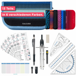 🔷 CALCUSO GEOMETRIE SET PRO in blauer Federmappe mit Zirkel und Geodreieck 🔷