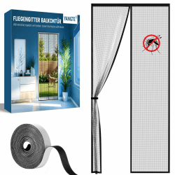 🪰🚪 Fliegengitter Balkontür mit Magnet Insektenschutz Tür 90x200 cm - Schwarz