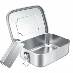 Royouzi Brotdose Edelstahl mit 2 Fächern 🍱 Lunchbox Bewegliche Trennwand Auslaufsicher 1200ml