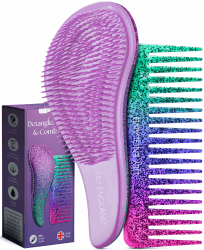 Haarbürste ohne Ziepen und Lockenkamm Set - Pink/Lila 🌸💜 Entwirrbürste und Kamm für Locken, Glattes, Dickes, Dünnes Haar
