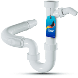 LOBENSWERK Siphon für Küchenspüle mit flexiblem Ablaufschlauch - 100% Wasserdicht 💧