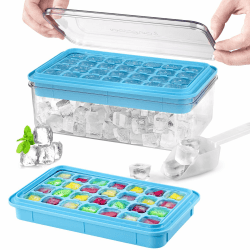 Longzon Eiswürfelform mit Deckel und Behälter - 56 Stück Eiswürfelschalen für Gefrierschrank 🧊