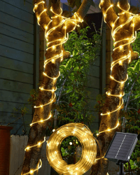 🌞 Solar Lichtschlauch Lichterkette Außen, 10M 100 LED Solar Lichterkette Seilleuchten Aussen 🌳