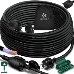 🔌 KESSER® Verlängerungskabel 40m mit Schutzkappe Outdoor - für Innenbereich Außenbereich - Verlängerung Stromkabel – 230 V IP44 - mit Schuko Stecker - Schutzkontakt Baustellenkabel Schutzkontaktstecker