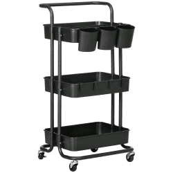 🌟 HOMCOM Servierwagen mit 3 Etagen Schwarz 🛒🏡