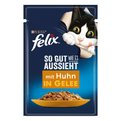 🐱🍽️ FELIX So gut wie es aussieht Katzenfutter nass in Gelee, mit Huhn, 26er Pack (26 x 85g) - Angebot!